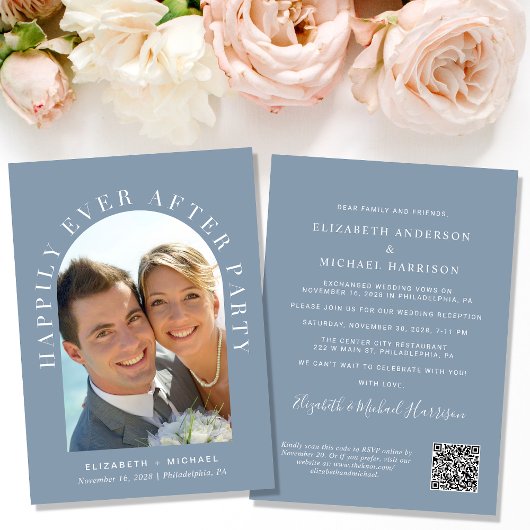 エレガントなアーチ写真QRコード結婚式の披露宴 招待状