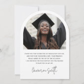 エレガントなアーチ卒業写真感謝カード 招待状 (裏面)