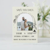 エレガントなアーチ型の結婚式Save The Date 招待状 (スタンド正面)