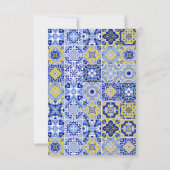 エレガントなアーチ イタリアンブルー タイル レモン ブライダルシャワー サンキューカード (裏面)