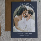 エレガントなアーチ ネイビーブルーの秘密の結婚発表 案内状