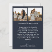 エレガントなアーチ ネイビーブルーの秘密の結婚発表 案内状 (裏面)