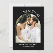 エレガントなアーチ ブラック＆ホワイトの駆け落ち発表 案内状 (正面)