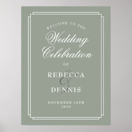 エレガントなアートデコのサググリーンウェルカムサイン ポスター