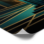 エレガントなアートデコの女性 ゴールド シルエット ポスター (角)