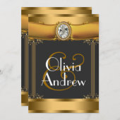 エレガントなアートデコの結婚式の招待状 招待状 (正面/裏面)