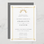 エレガントなアートデコの結婚式招待状 招待状 (正面/裏面)