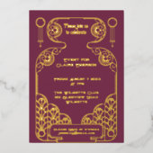 エレガントなアートデコの装飾フレーム 箔招待状 (正面)