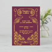 エレガントなアートデコの装飾フレーム 箔招待状 (立ち正面)