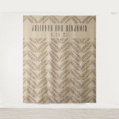 エレガントなアートデコスタイルのベージュの結婚式写真用背景 タペストリー (正面)