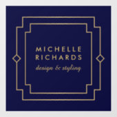 エレガントなアートデコプロフェッショナル ネイビー/ゴールド ウィンドウサイン (シート)