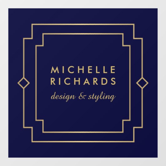 エレガントなアートデコプロフェッショナル ネイビー/ゴールド ウィンドウサイン (シート)