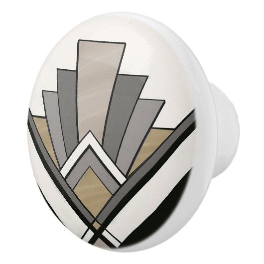 エレガントなアートデコ扇形デザイン セラミックノブ (右)