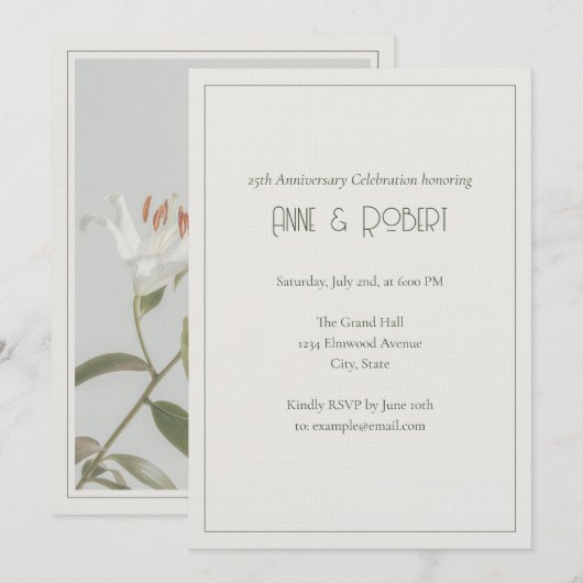 エレガントなアートデコ・アニバーサリー 招待状 (正面/裏面)