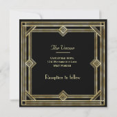 エレガントなアートデコ ゴールド ブラック ウェディング 招待状 (裏面)