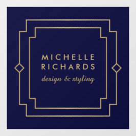 エレガントなアートデコ プロフェッショナル ネイビー/ゴールド ウィンドウサイン