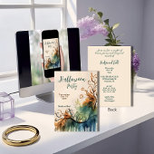 エレガントなアート水彩ハロウィンパーティー 招待状