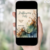 エレガントなアート水彩ハロウィンパーティー 招待状