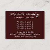 エレガントなアールデコのファッション 名刺 (裏面)