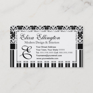 エレガントなアールデコのヴィンテージの花のダマスク織は縞で飾り、 名刺