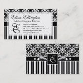 エレガントなアールデコのヴィンテージの花のダマスク織は縞で飾り、 名刺 (正面/裏面)