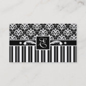 エレガントなアールデコのヴィンテージの花のダマスク織は縞で飾り、 名刺 (裏面)