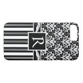 エレガントなアールデコのヴィンテージの花のダマスク織は縞で飾り、 Case-Mate iPhoneケース (裏面(横))