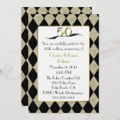 エレガントなアールデコスタイルの50周年招待状 招待状 (正面/裏面)