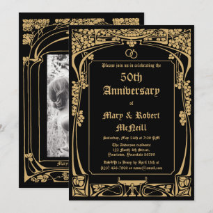 エレガントなアールヌーボー結婚記念日 招待状