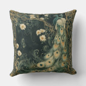 エレガントなアールヌーボー調の孔雀 クッション (裏面)