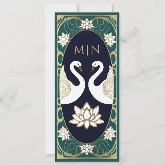 エレガントなアールヌーボー スワン セーブ・ザ・デート 招待状 (裏面)