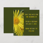 エレガントなイエローの花のSave the Dateカード セーブザデート (正面/裏面)