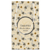 エレガントなイエローの花嫁から蜂へのフラワーブライダルシャワー スモールペーパーバッグ (裏面)