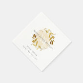 エレガントなイエローゴールドの葉のリース ブライダルシャワー スタンダードカクテルナプキン (角)