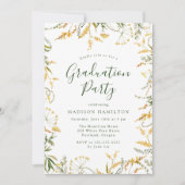 エレガントなイエロー春の花の卒業パーティー 招待状 (正面)