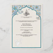 エレガントなイスラム教式ウェディング フォイル インビテーション 箔招待状 (正面)