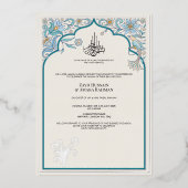 エレガントなイスラム教式ウェディング　箔押し招待状 箔招待状 (正面)