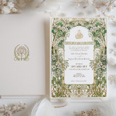 エレガントなイスラム花柄結婚式招待状セット 招待状