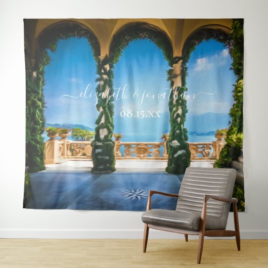 エレガントなイタリアのウェディングアーチ フォトブース 背景 タペストリー (インサイチュ(横))