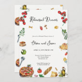 エレガントなイタリアンリハーサルディナー招待状 招待状 (正面/裏面)