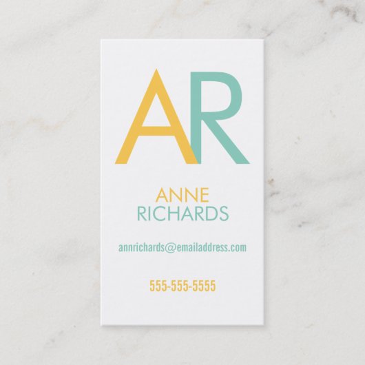 エレガントなイニシャルのプロフィールカード 名刺 (正面)