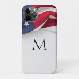 エレガントなイニシャル アメリカ国旗 モノグラム iPhone 11 PROケース