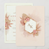 エレガントなイニシャル　エンゲージメント　招待状 招待状 (正面/裏面)