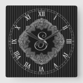 エレガントなイニシャル スクエア壁時計 (正面)