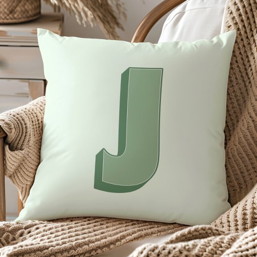 エレガントなイニシャル「J」モノグラム オーダーメイド クッション