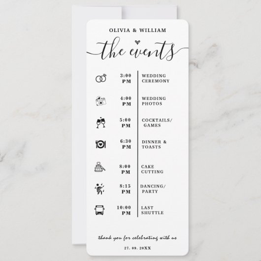 エレガントなイベントの順序プログラム 招待状 (正面)