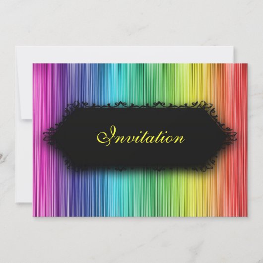 エレガントなイベントの黒い虹のカーテン 招待状 (正面)