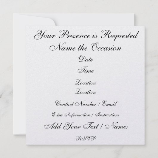 エレガントなイベント - SRF 招待状 (裏面)