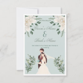 エレガントなイラストの花嫁と花婿の結婚式 招待状