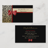 エレガントなインテリア・デザインの黒および金ゴールドのヒョウ 名刺 (正面/裏面)